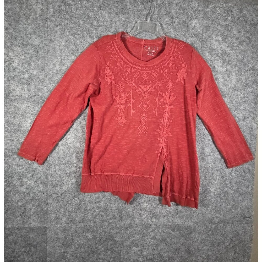 Caite Jada Top Kyla Seo Karyn Women's XL Embroidered T Shirt Saffron